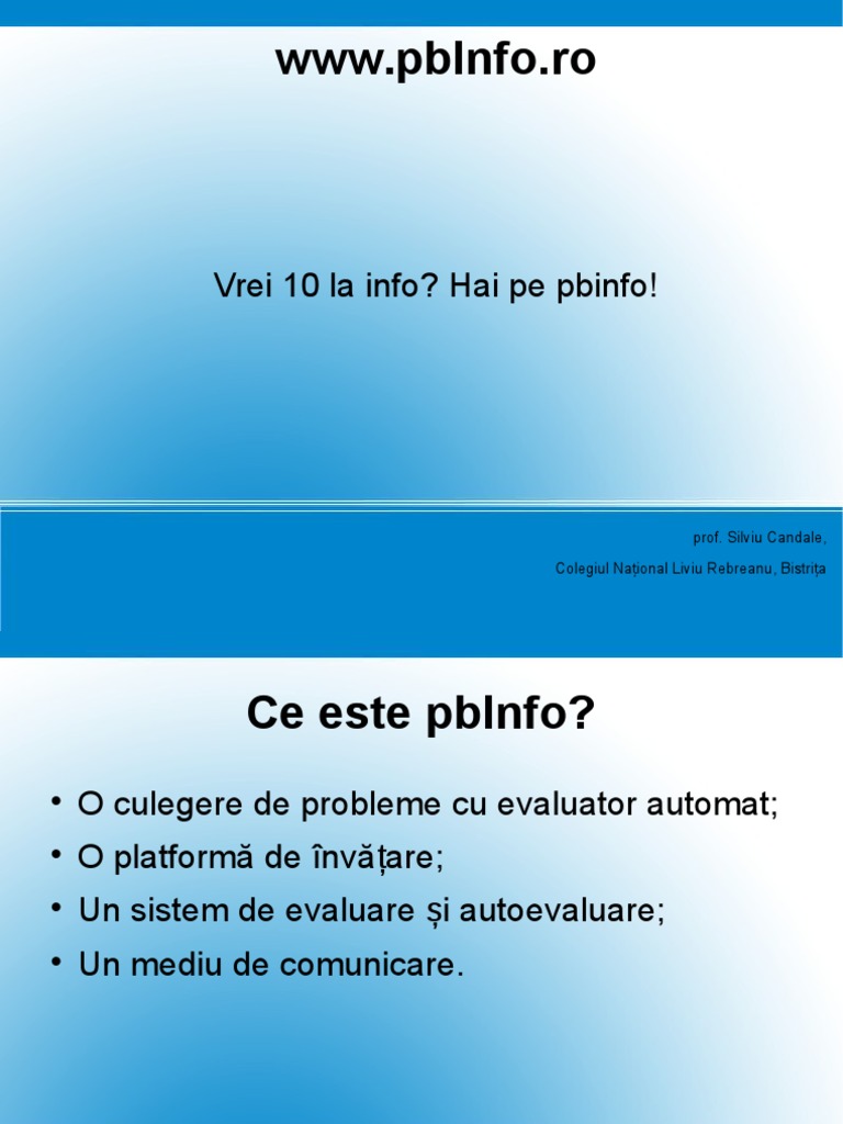 Prezentare Pbinfo | PDF