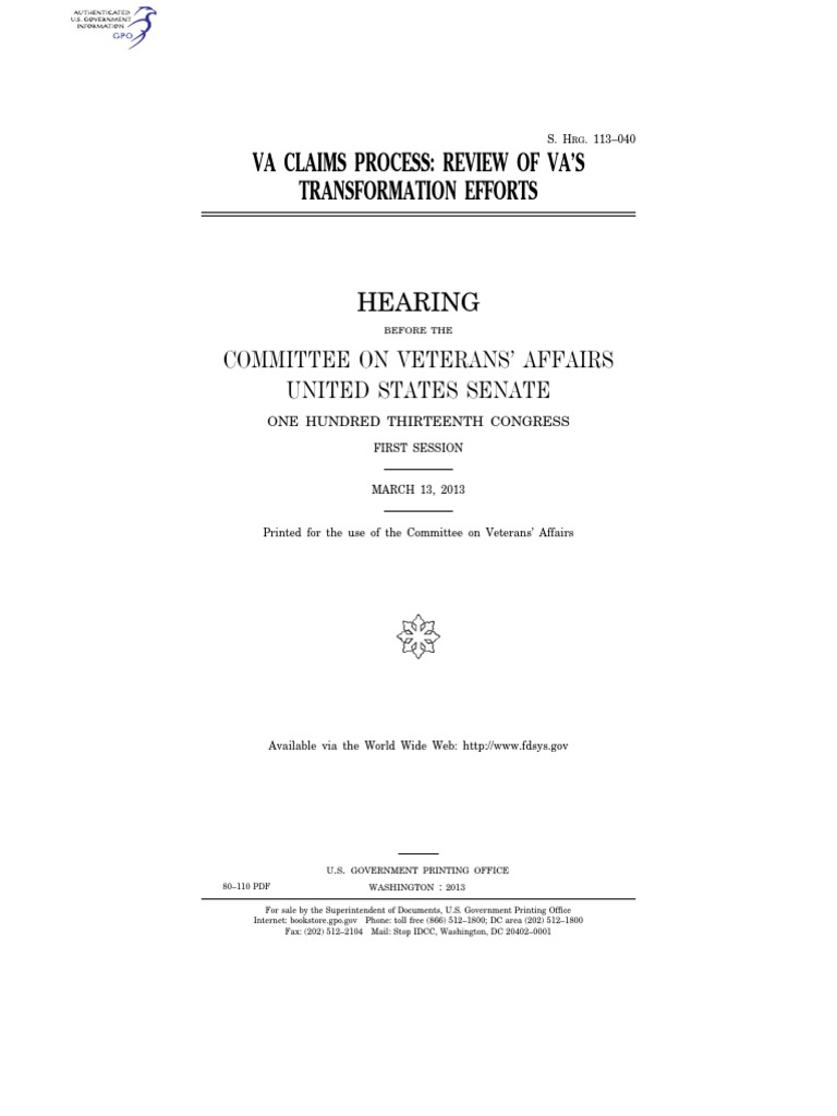 Va Claims Process Review Of Va S Transformation Efforts Hearing