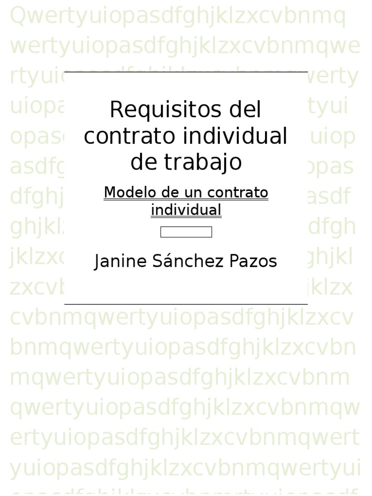 Requisitos del contrato individual  Labour Law  Salary