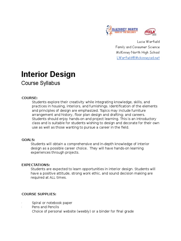 Syllabusinteriordesign | PDF | Interior Design | Test (Assessment)
