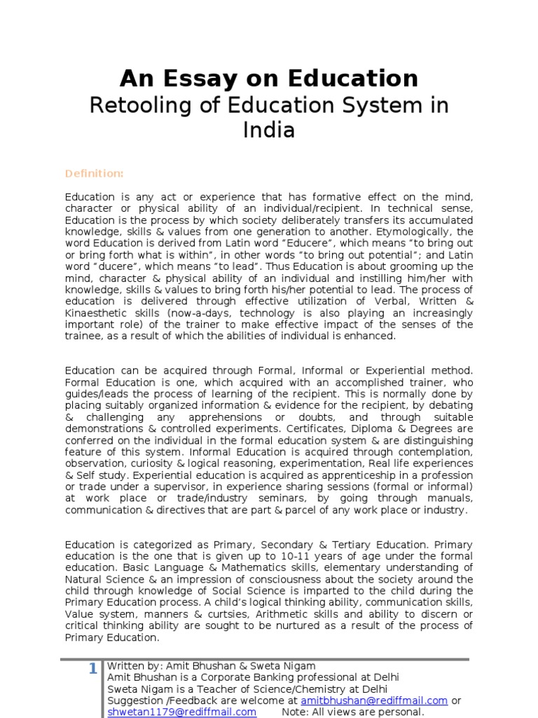 essay about indian education system