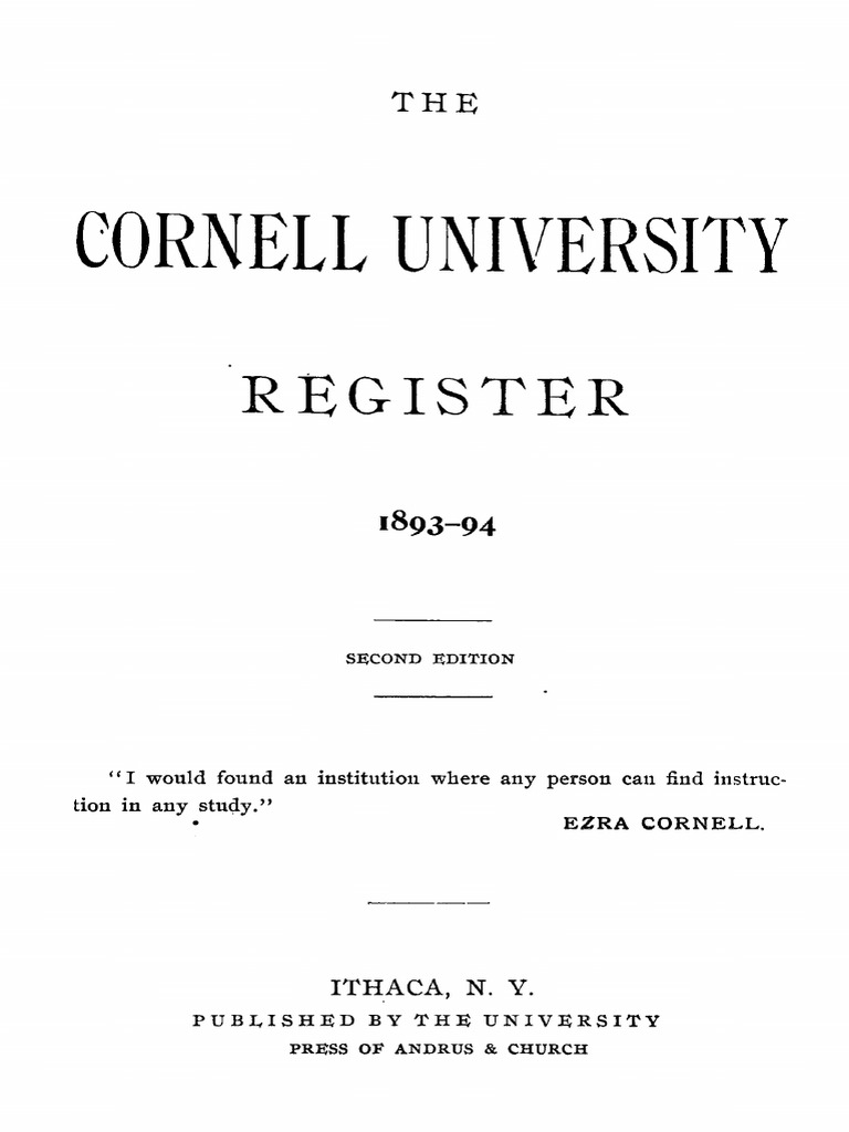 Cornell University Register 1893-94 | PDF | University And College  Admission | Trust Law