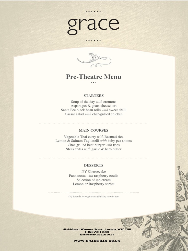 Malletsheugh Pre-Theatre Menu | PDF | Cooking, Food & Wine