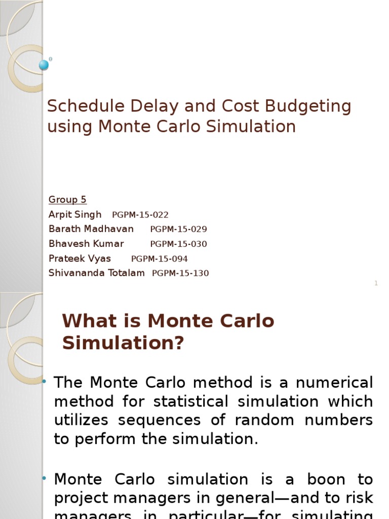 Project Management - Group 5 - Monte Carlo Simulation | PDF | Computers