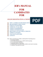 User'S Manual FOR Candidates FOR: Online Registration & Choice Filling