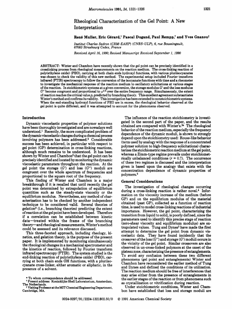 Heological Characterization of The Gel Point A New Interpretation | PDF ...