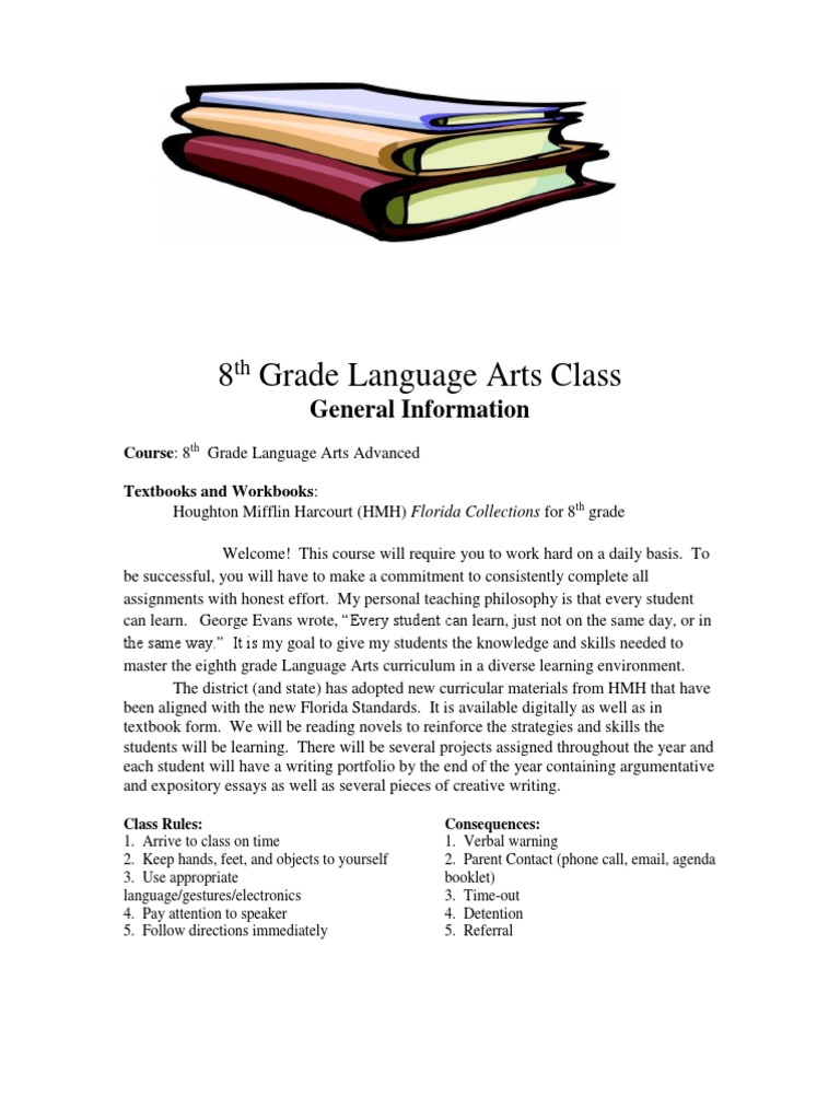 8th Grade Advanced Language Arts Guide | PDF | Homework | Curriculum