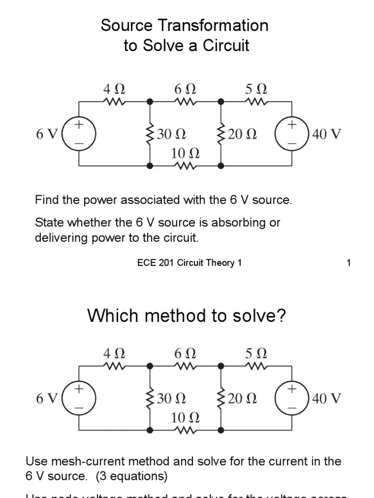 Source Transformation To Solve A Circuit | PDF