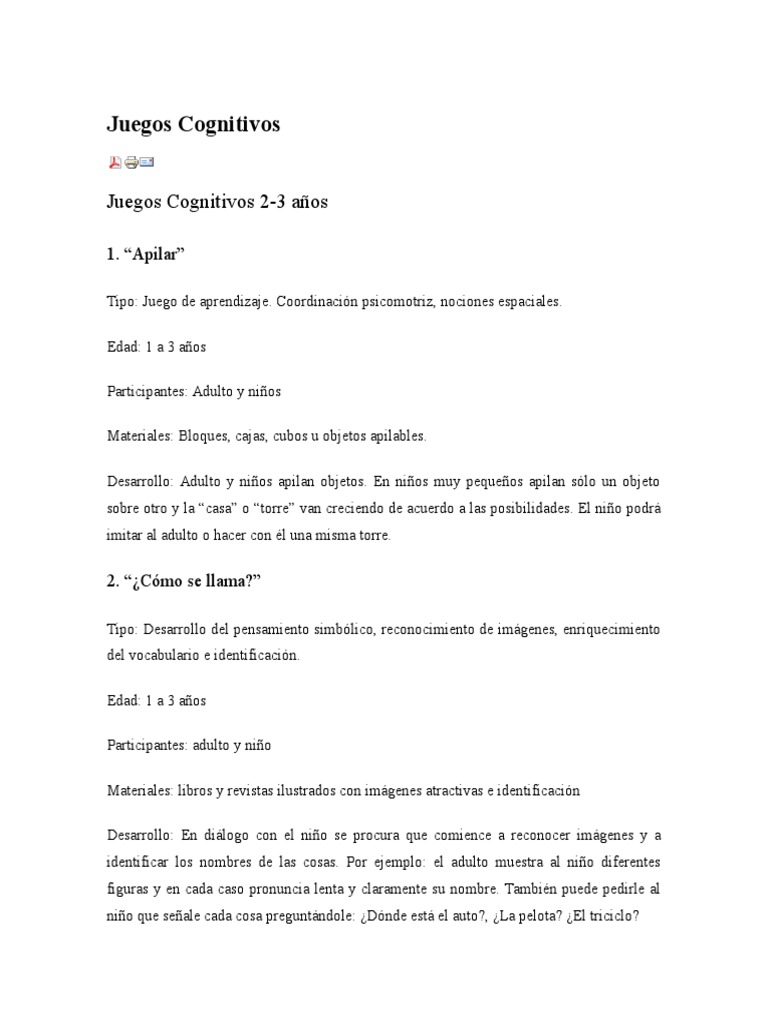 Juegos Cognitivos para Niños de 2 a 12 Años | PDF | Vocal | Palabra