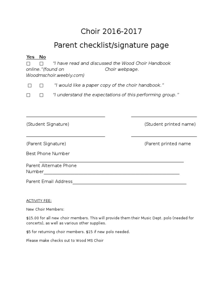 Handbook Signature Page | PDF | Language Arts & Discipline | Home & Garden