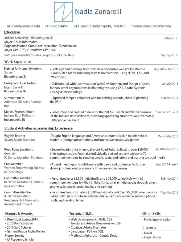 SP 16 Resume | PDF | Indiana University Bloomington | Web Development