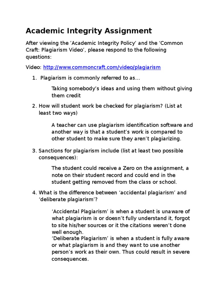 Understanding Plagiarism and Integrity | PDF | Academic Integrity ...