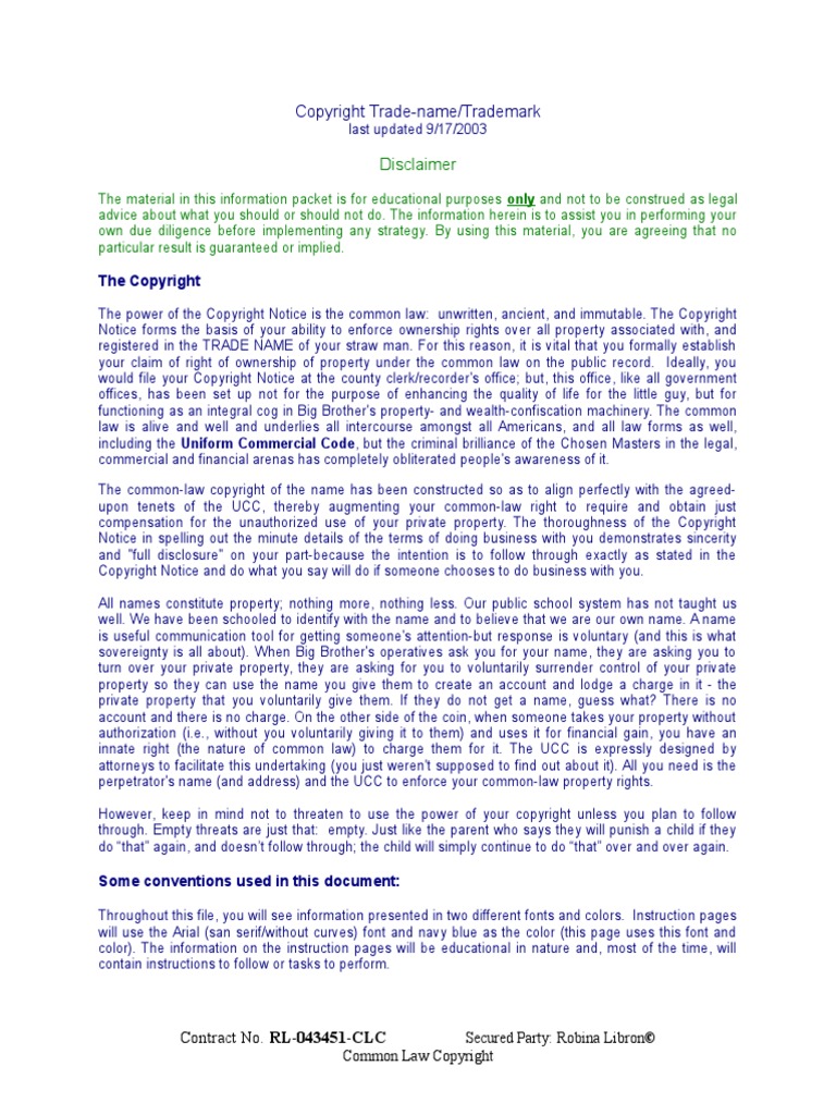 RL Common Law Copyright Notice 2015 PDF Security Interest