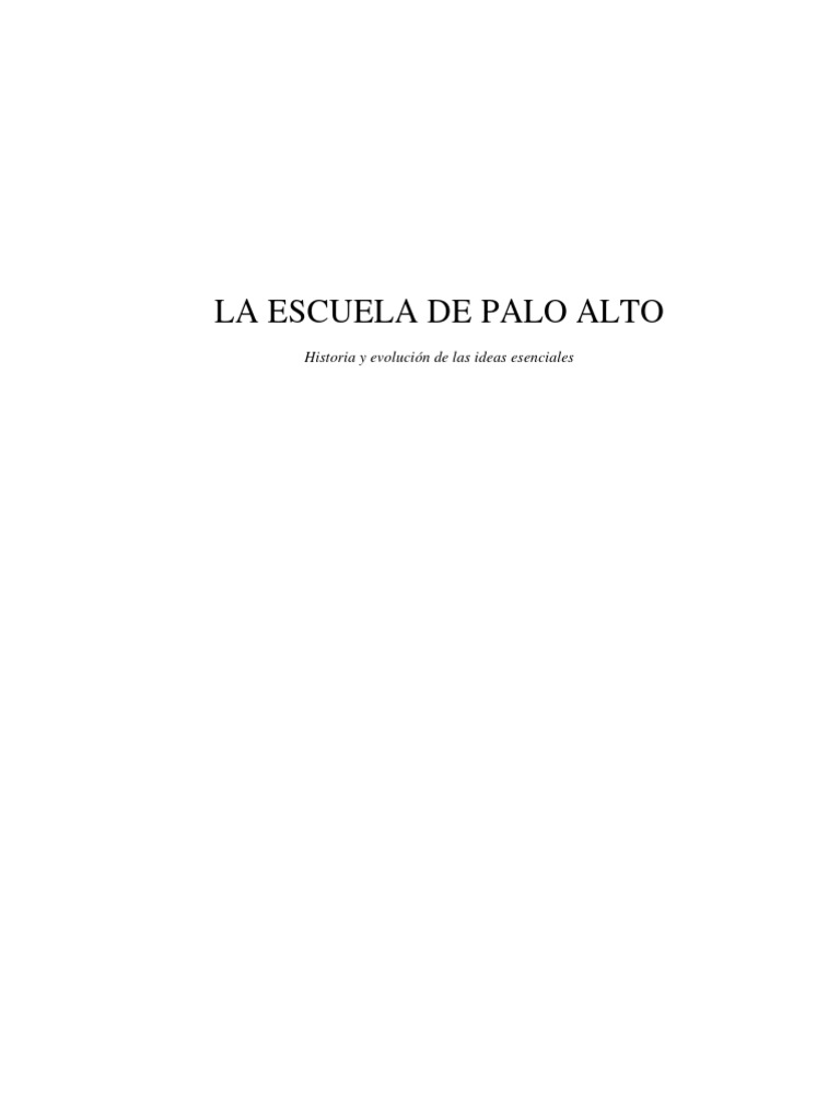 La Escuela de Palo Alto. PDF Terapia breve enfocada en soluciones