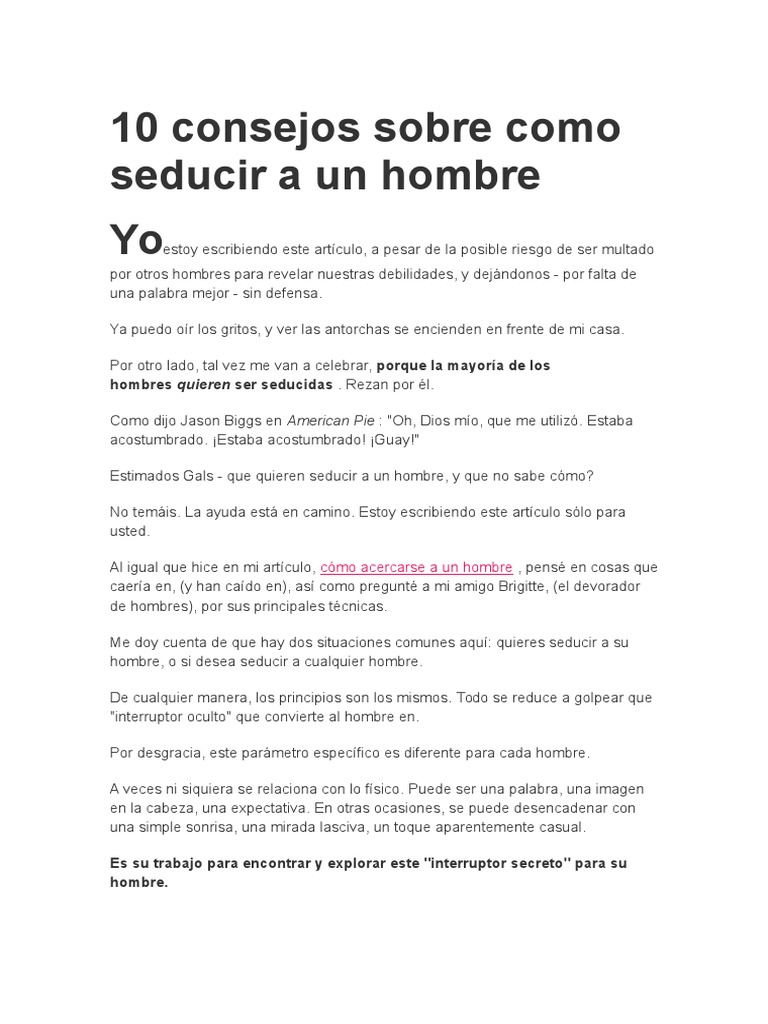 10 Consejos Sobre Como Seducir A Un Hombre | PDF | Perfume | Amor