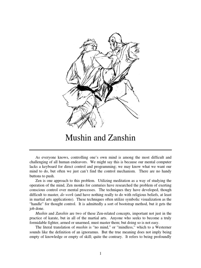 Concepts Mushin and Zanshin PDF PDF Consciousness Mind