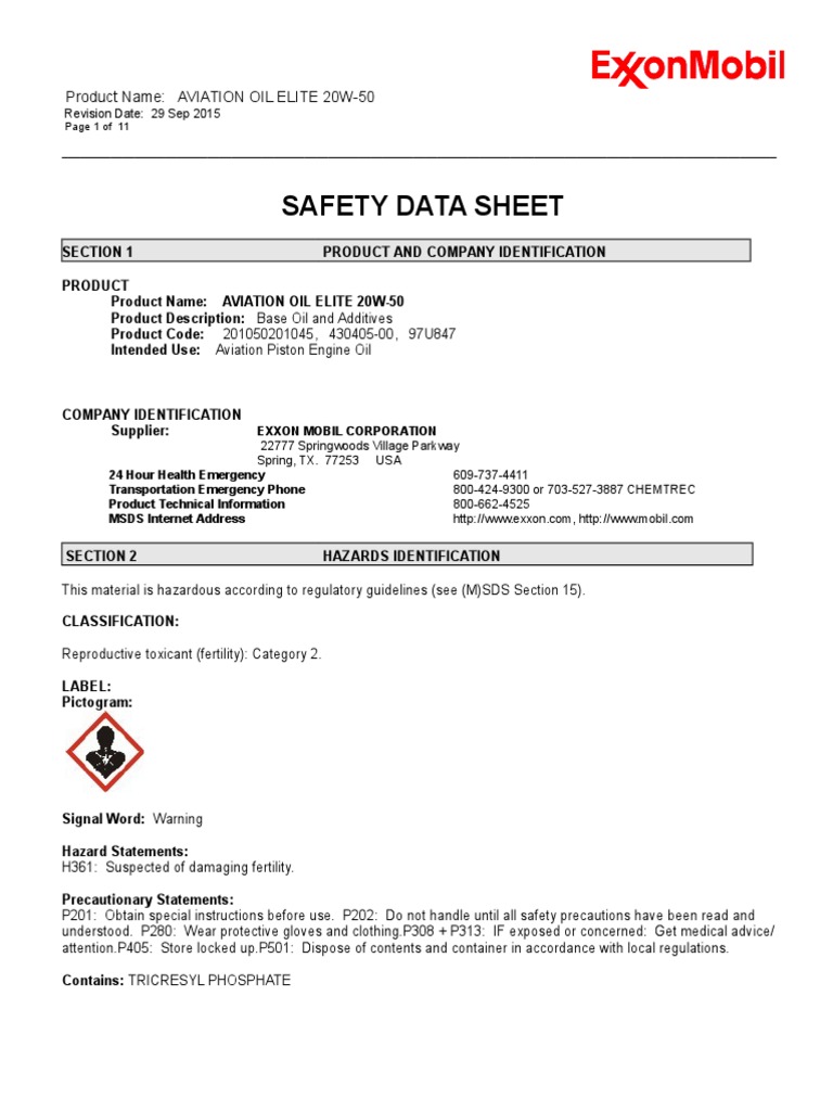 Exxon Elite Oil MSDS PDF Firefighting Fires