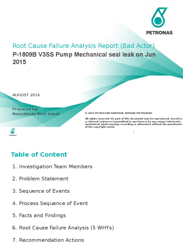 P1809B Mechanical Seal Leak RCFA PDF Pump Mechanical Engineering