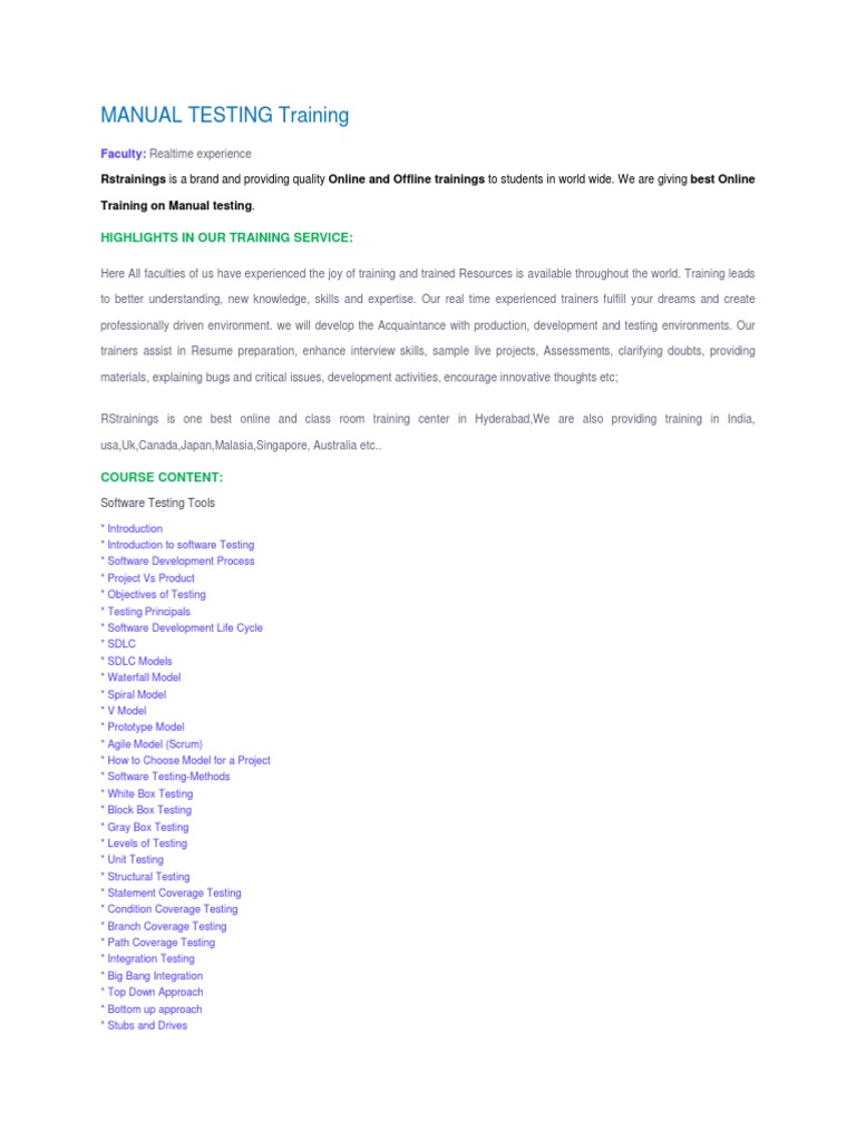 Manual Testing PDF File Software Testing Information Technology