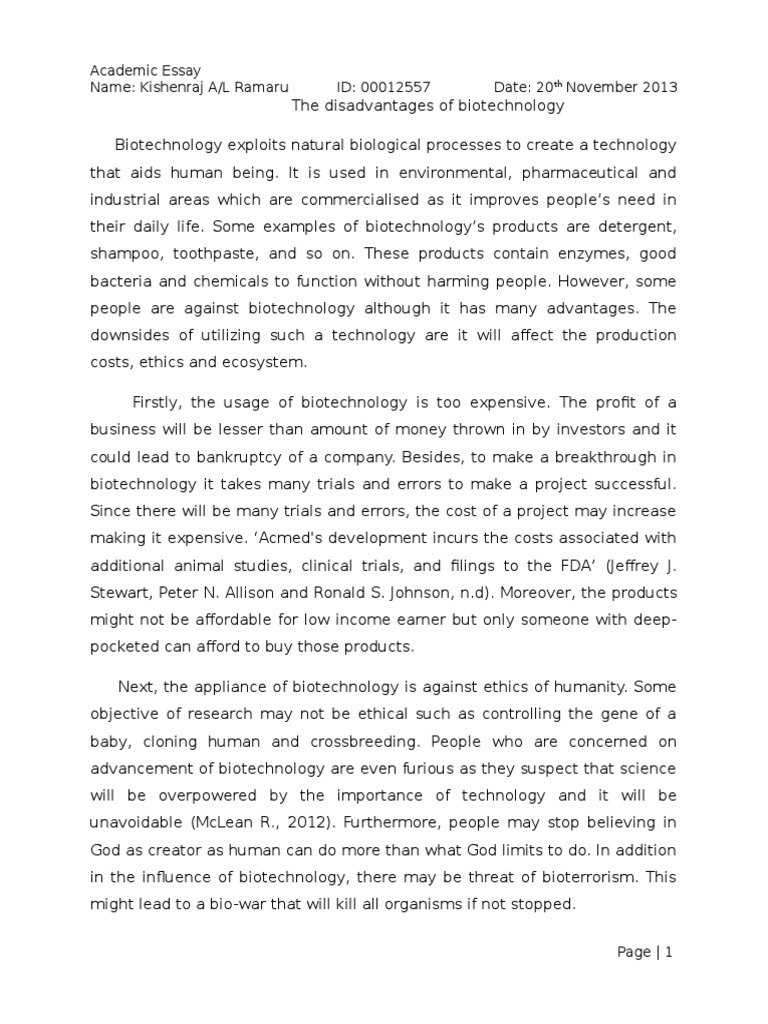 Disadvantages of Biotechnology Explained | PDF | Biotechnology | Life ...