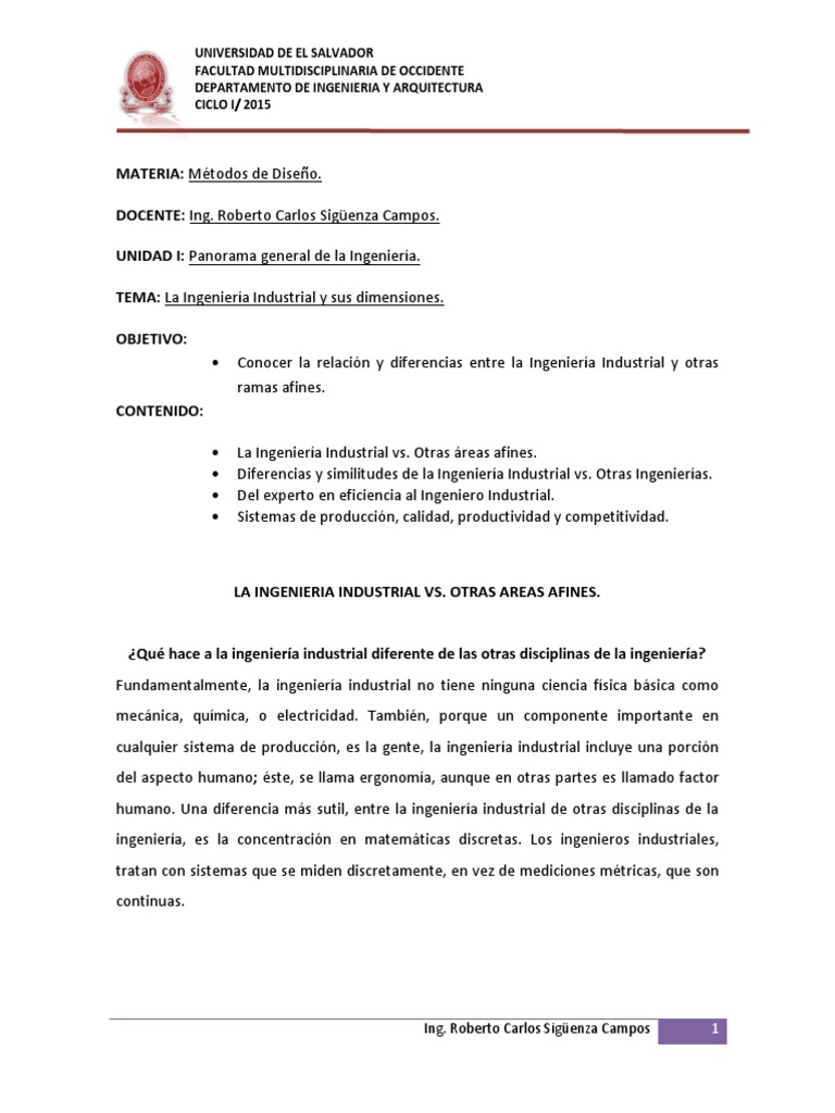 03 La Ingenieria Industrial Y Sus Dimensiones Pdf Ingenieria