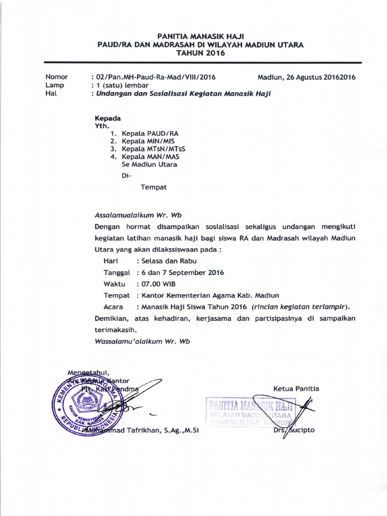 Contoh Undangan Manasik