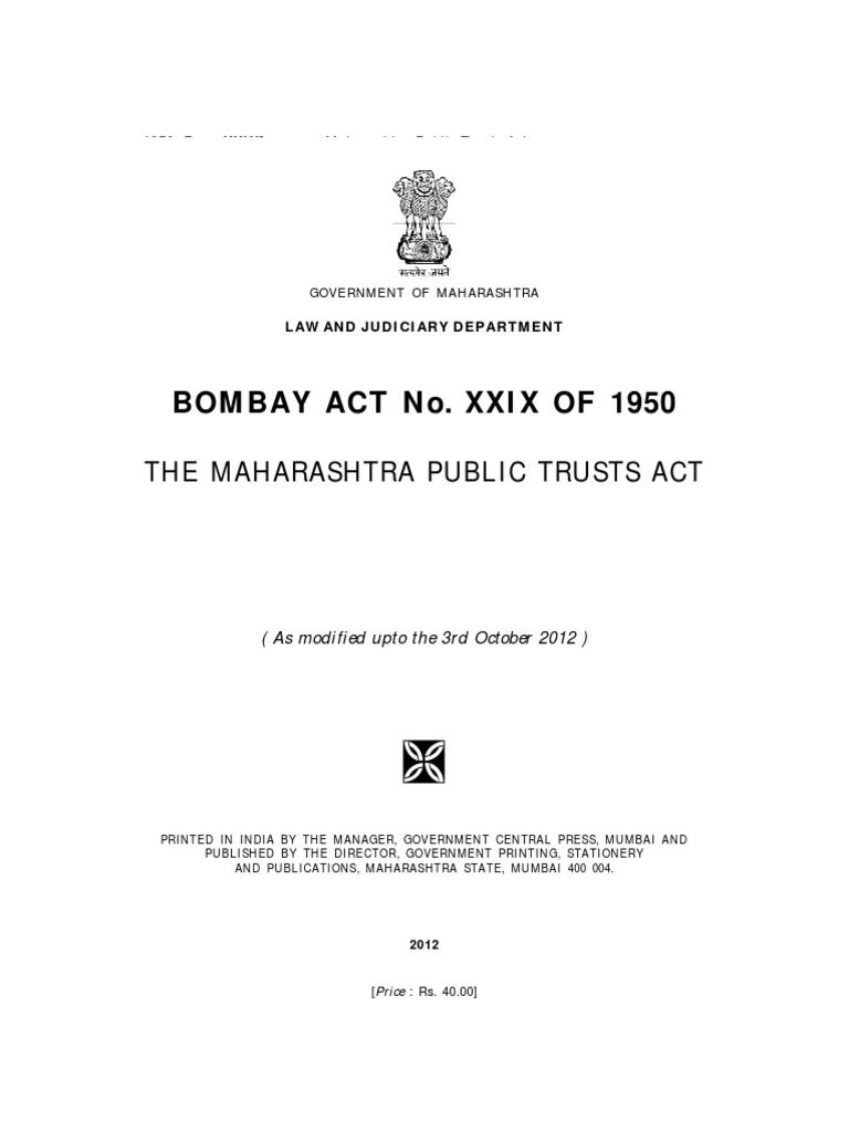 (37) Bombay Public Trusts Act (E) (H 1044) Trustee Charitable