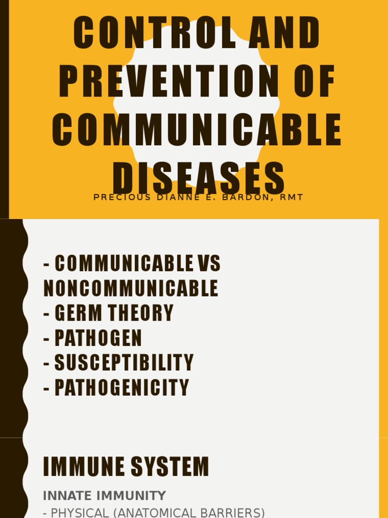Control and Prevention of Communicable Diseases | PDF | Immune System ...