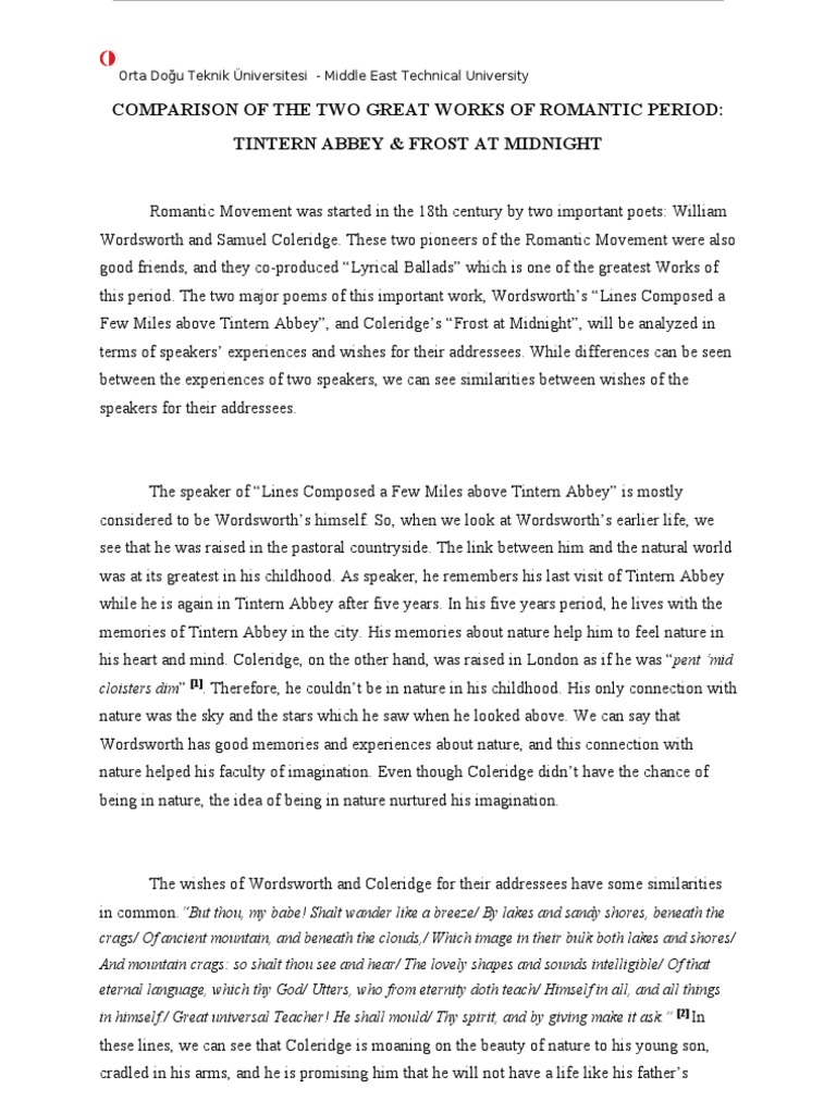 Comparison of The Two Great Works of Romantic Period | PDF | William ...