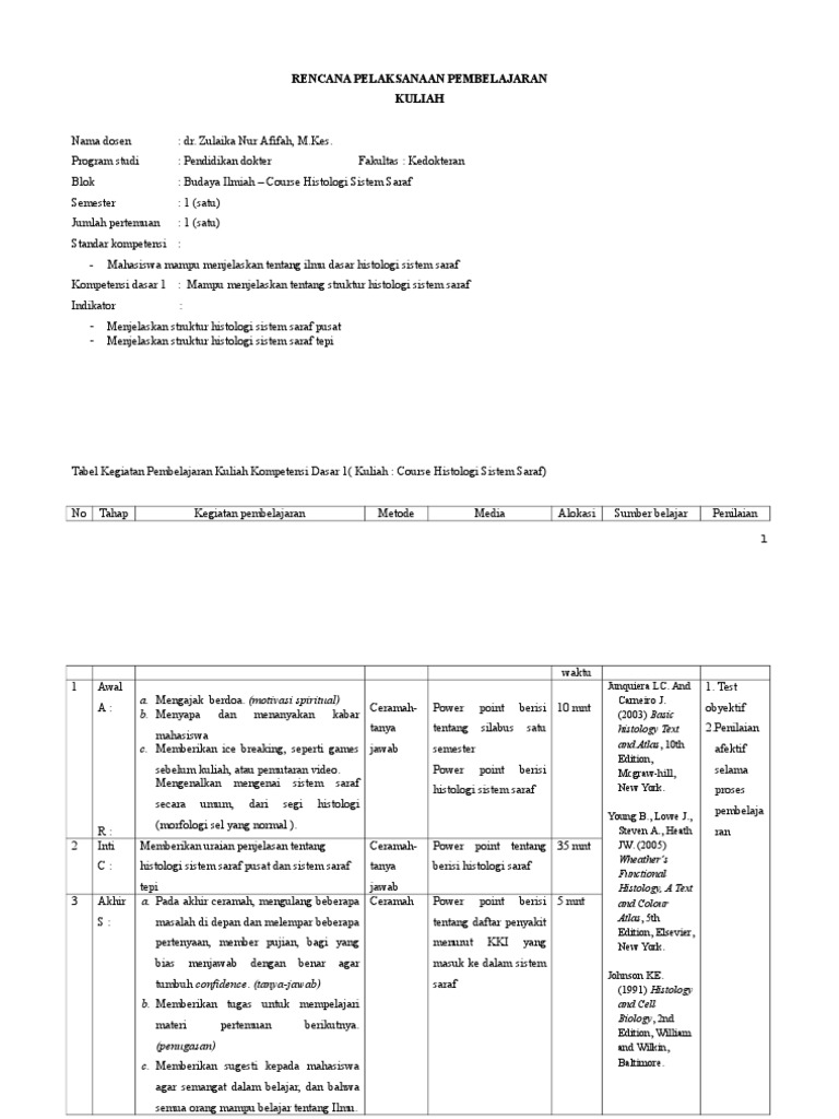 Contoh RPP Kuliah | PDF