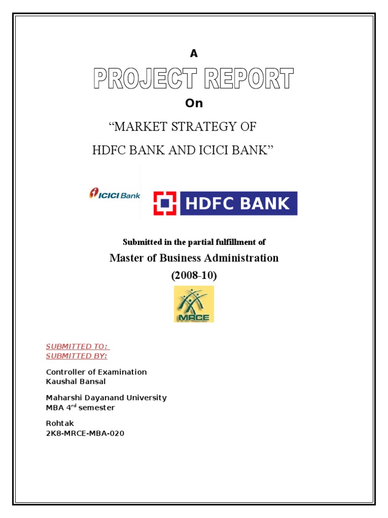Market Strategy of HDFC and Icici Bank PDF | PDF | Sampling (Statistics ...