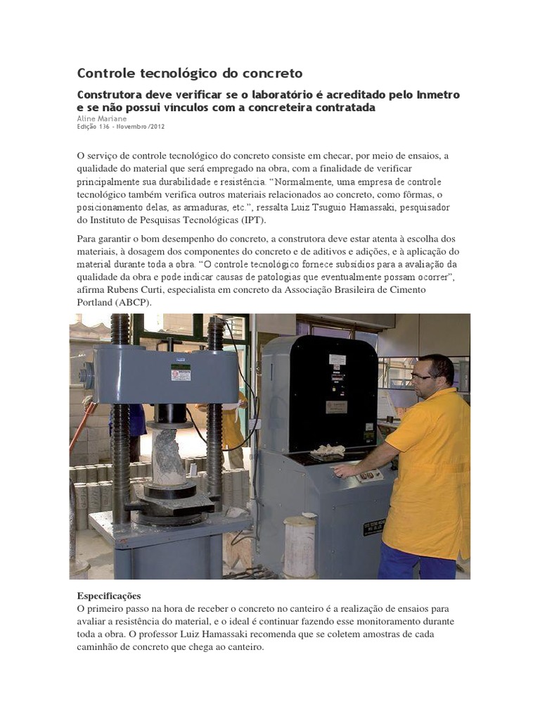 Controle Tecnológico do Concreto | PDF | Laboratórios | Concreto