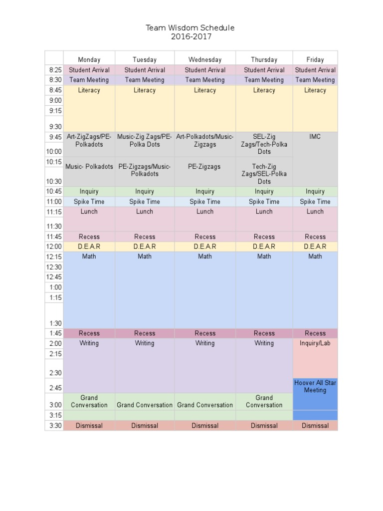 Team Wisdom Schedule | PDF
