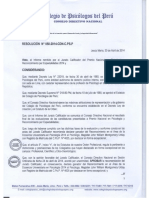 Resolución Premio Nacional de Docencia Universitaria 2014, Colegio de Psicólogos del Perú