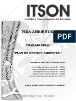 Plan gestión ambiental filtro agua lluvia