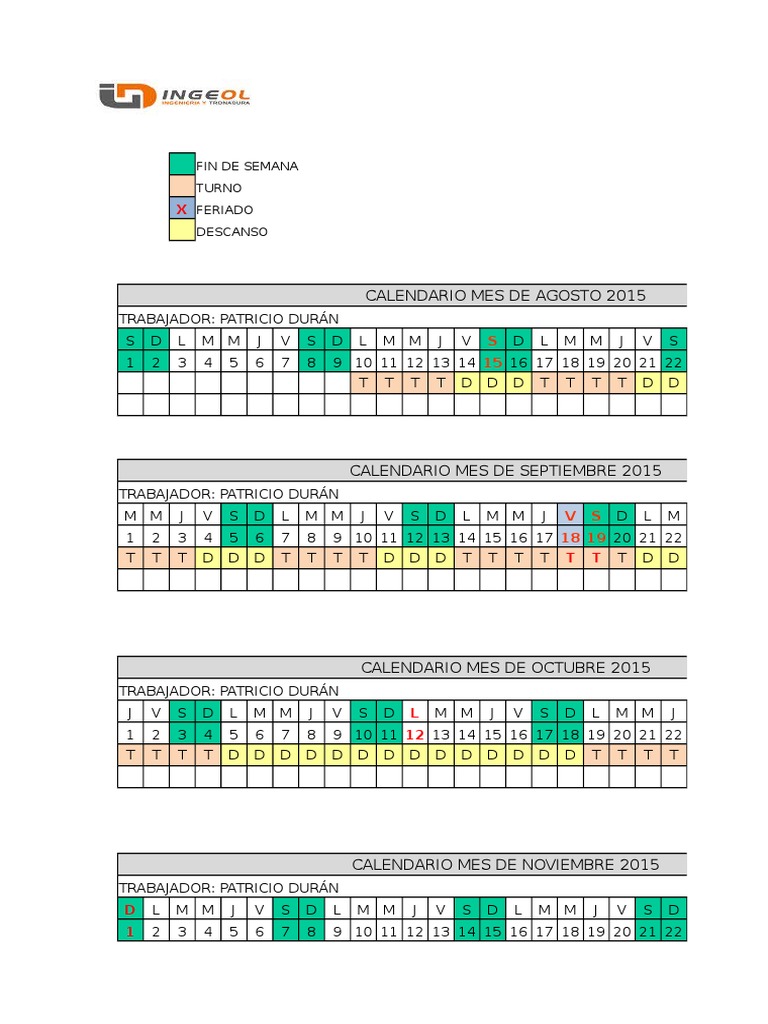 Calendario Turnos 7x7 (Con Proyección) v2xlsx Agencia de inteligencia