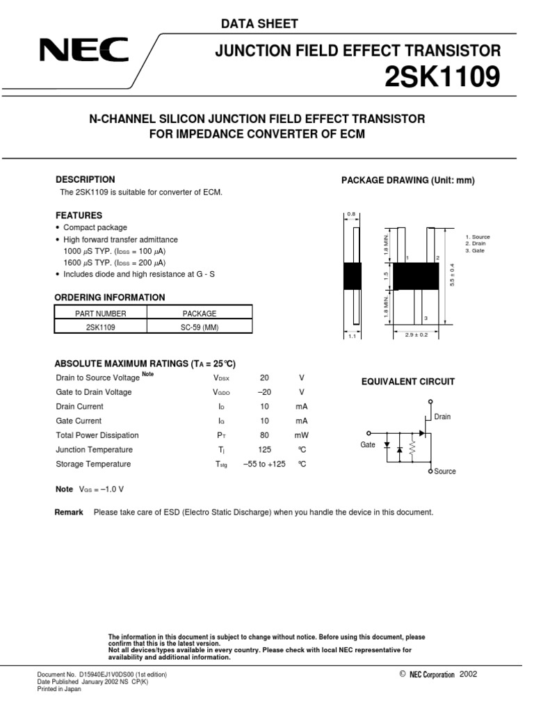 NChannel Silicon Junction Field Effect Transistor For Impedance