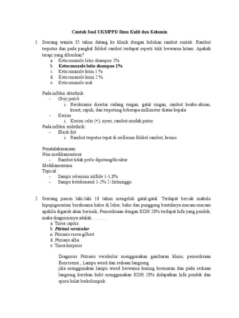 Contoh Soal Ukmppd Ilmu Kulit Dan Kelamin Jamur