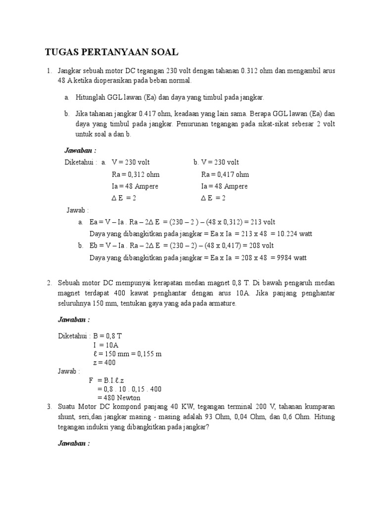 Contoh Soal Instalasi Motor Listrik Beserta Jawaban Blog