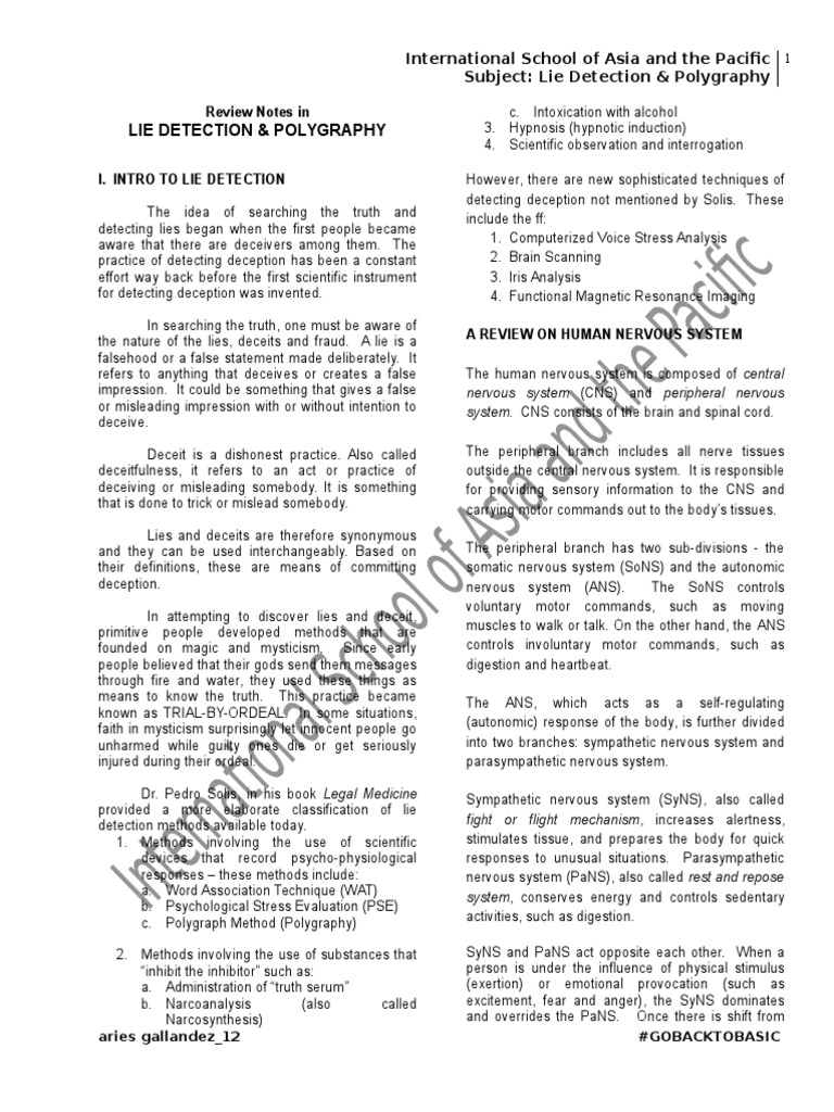 Overview of Lie Detection Methods | PDF | Polygraph | Lie