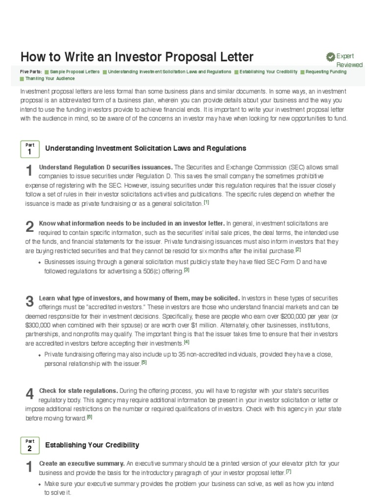 How to Write an Investor Proposal Letter (With Sample Letter