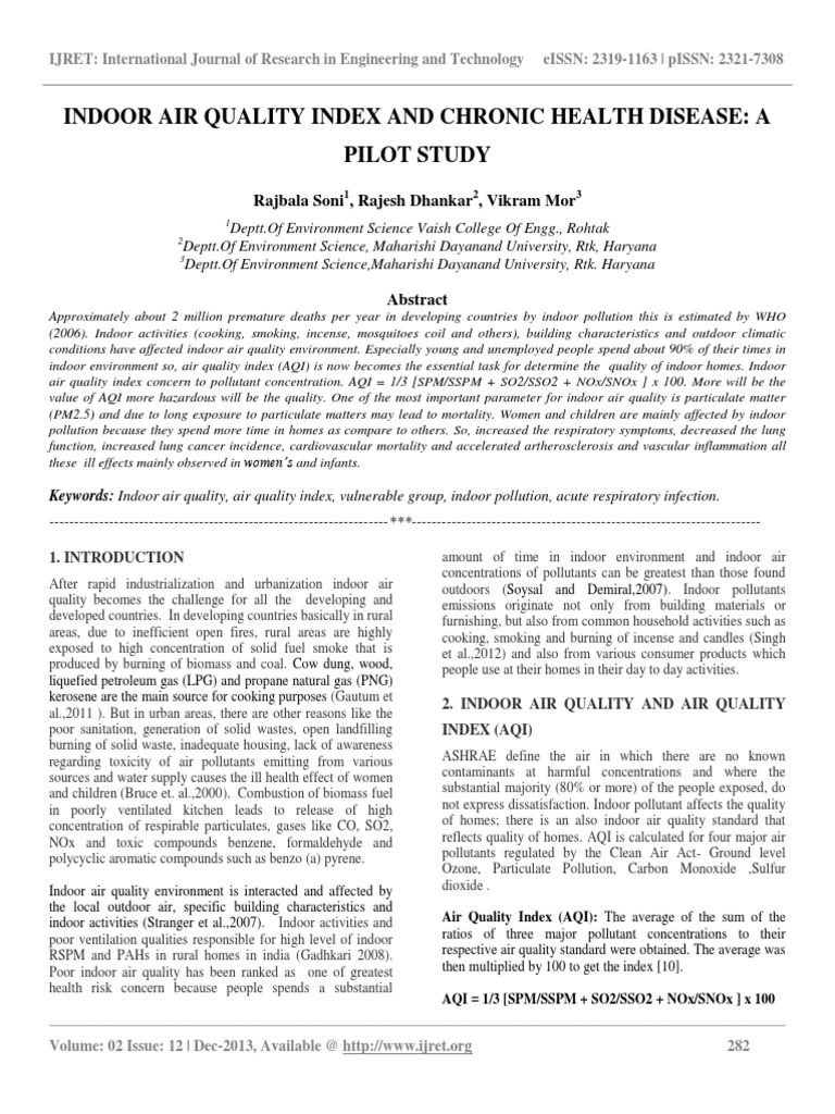 Indoor Air Quality Index and Health Risks | PDF