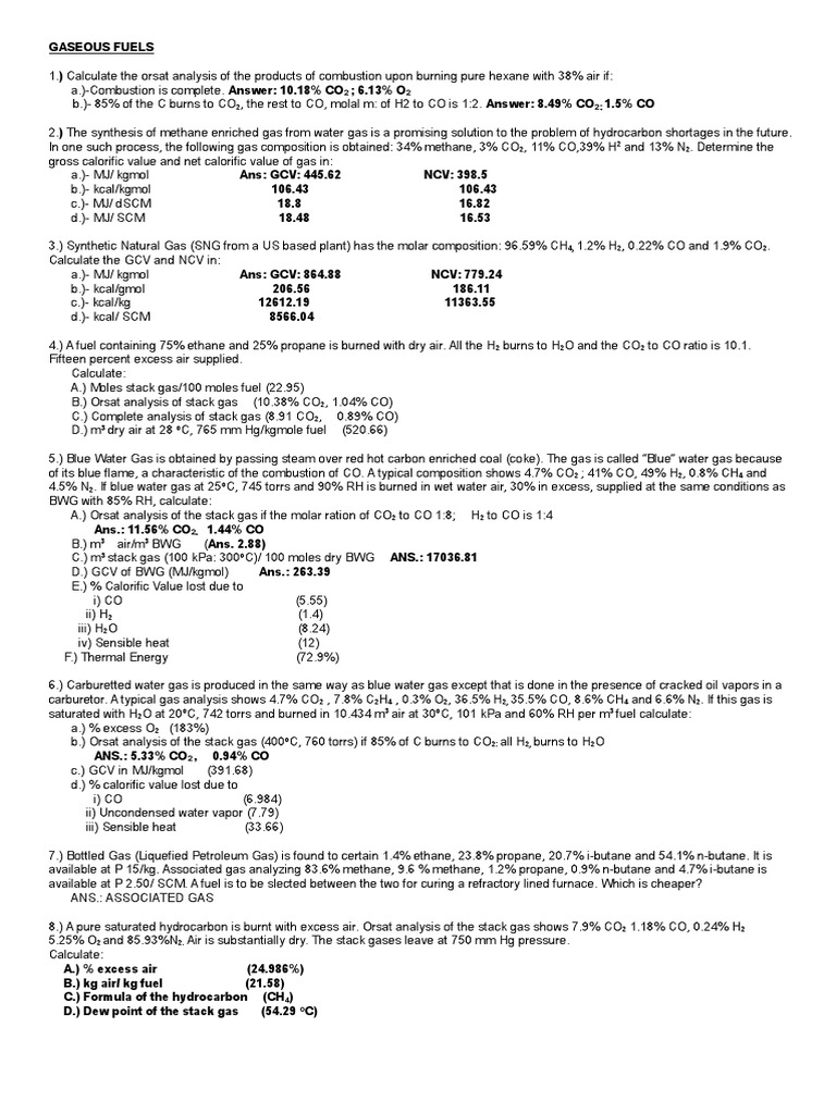 Gaseous Fuels PDF Combustion Sulfur Dioxide