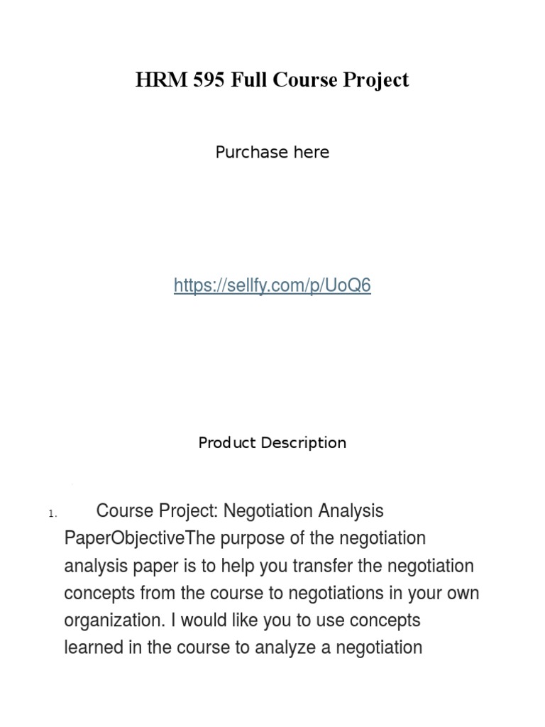 HRM 595 Full Course Project | PDF
