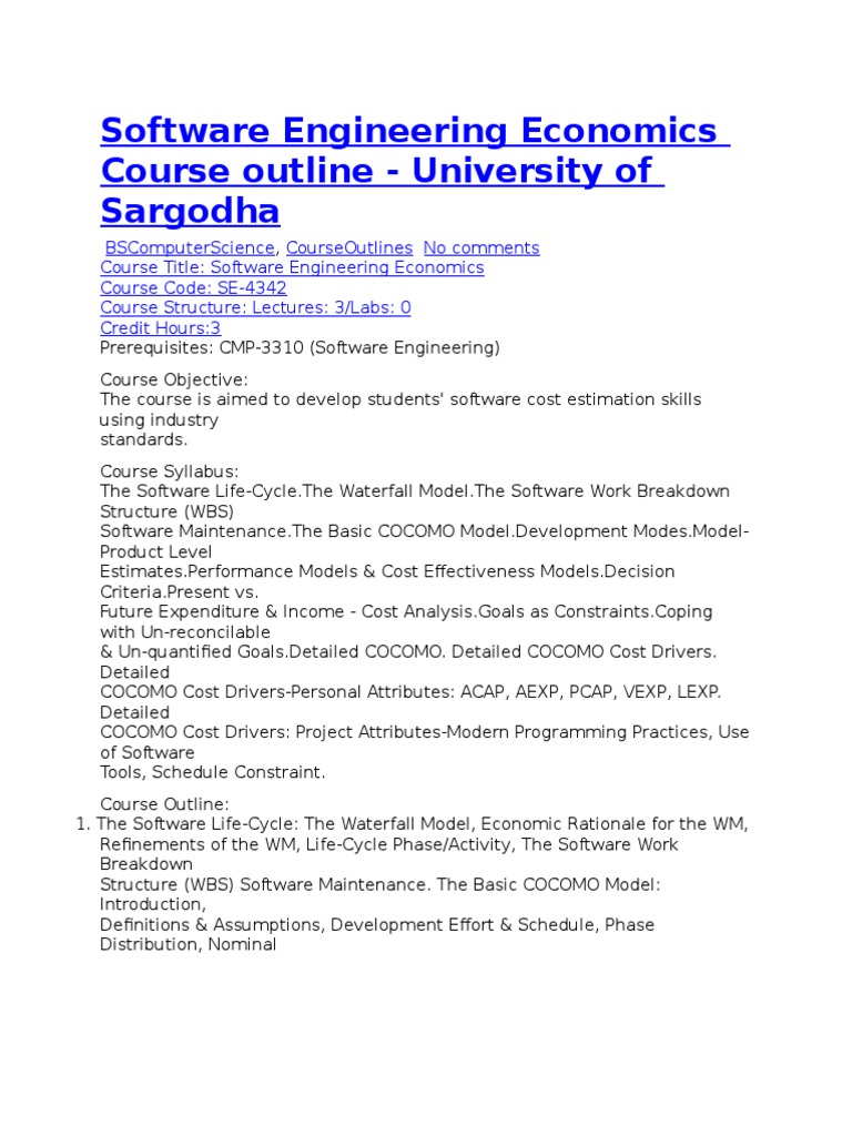 Software Engineering Economics Mathematical Optimization - 