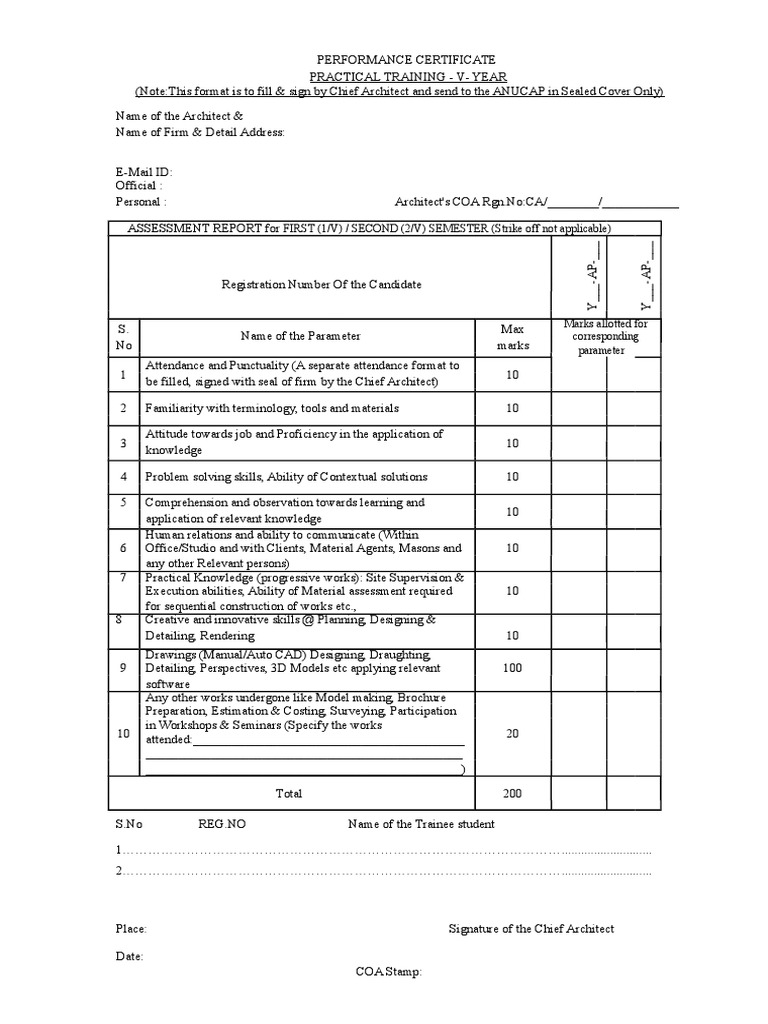 Architect Performance Certificate Template | PDF