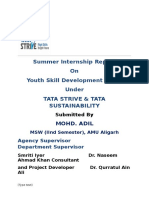 Tata Strive Summer Internship Report on Youth Skill Development
