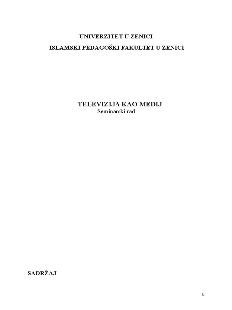Televizija Kao Medij | PDF
