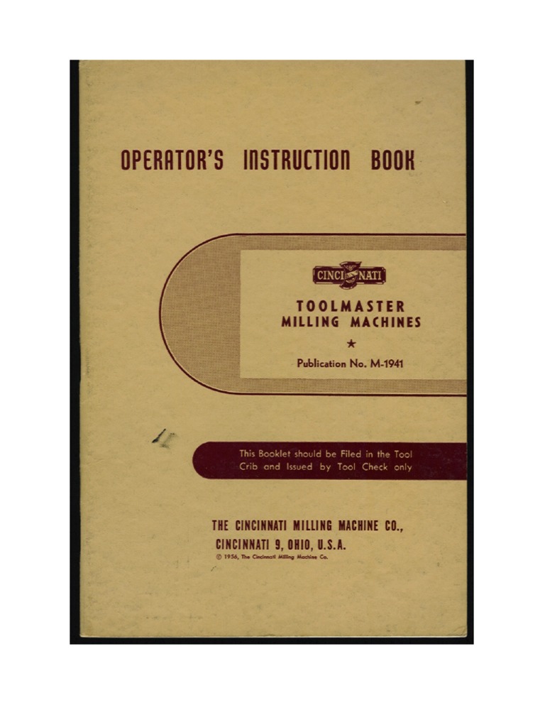 Cincinnati Toolmaster Operators Manual | PDF