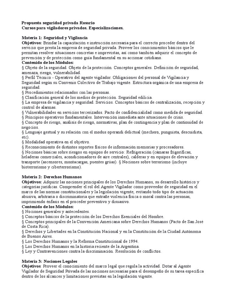 Propuesta Seguridad Privada PDF Derecho laboral La seguridad